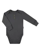 Body dla niemowląt - Niemowlęce body polo z długim rękawem grafitowe Nicol,r.80 - miniaturka - grafika 1