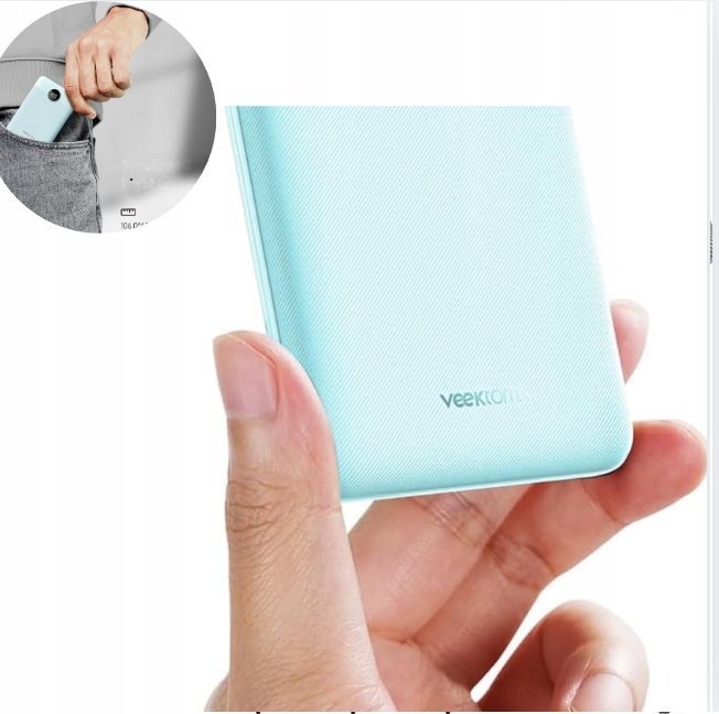 Powerbank 10000 mAh, Szybkie Ładowanie PD3.0, USB C, LED, Kieszonkowy Mały