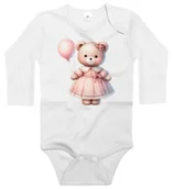 Body dla niemowląt - Body dziecięce Miś W Różowej Sukience I Różowy Balonik Dzień Misia 98/104 - miniaturka - grafika 1