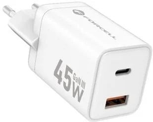 Ładowarka sieciowa do telefonu Forcell F-Energy Mini GaN III USB C + USB A PD QC4.0 45W VT-36 biała - Ładowarki do telefonów - miniaturka - grafika 1