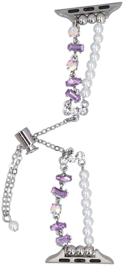 GlacierX bransoleta do smartwatcha Slider Clasp Double Chain Bracelet Crystal Purple do Apple Watch 38/40/41mm Srebrno-fioletowa