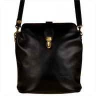 Torebki damskie - Mała skórzana listonoszka czarna - miniaturka - grafika 1