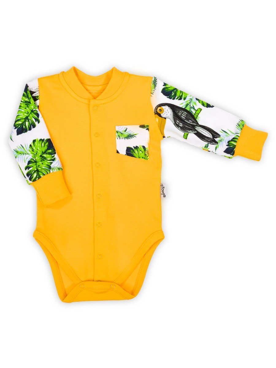 Niemowlęce body bawełniane z długim rękawem pomarańczowe Nicol,r.56