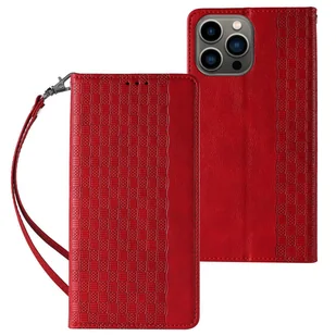 Magnet Strap Case etui Samsung Galaxy S23+ pokrowiec z klapką portfel mini smycz podstawka czerwone - Portfele - miniaturka - grafika 1