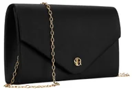 Torebki damskie - Torebka damska wieczorowa ROVICKY klasyczna kopertówka mała elegancka wizytowa na wesele skóra ekologiczna czarna na złotym łańcuszku - miniaturka - grafika 1