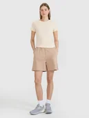 Spodenki damskie - 4F Spodenki dresowe damskie - beżowe L - miniaturka - grafika 1