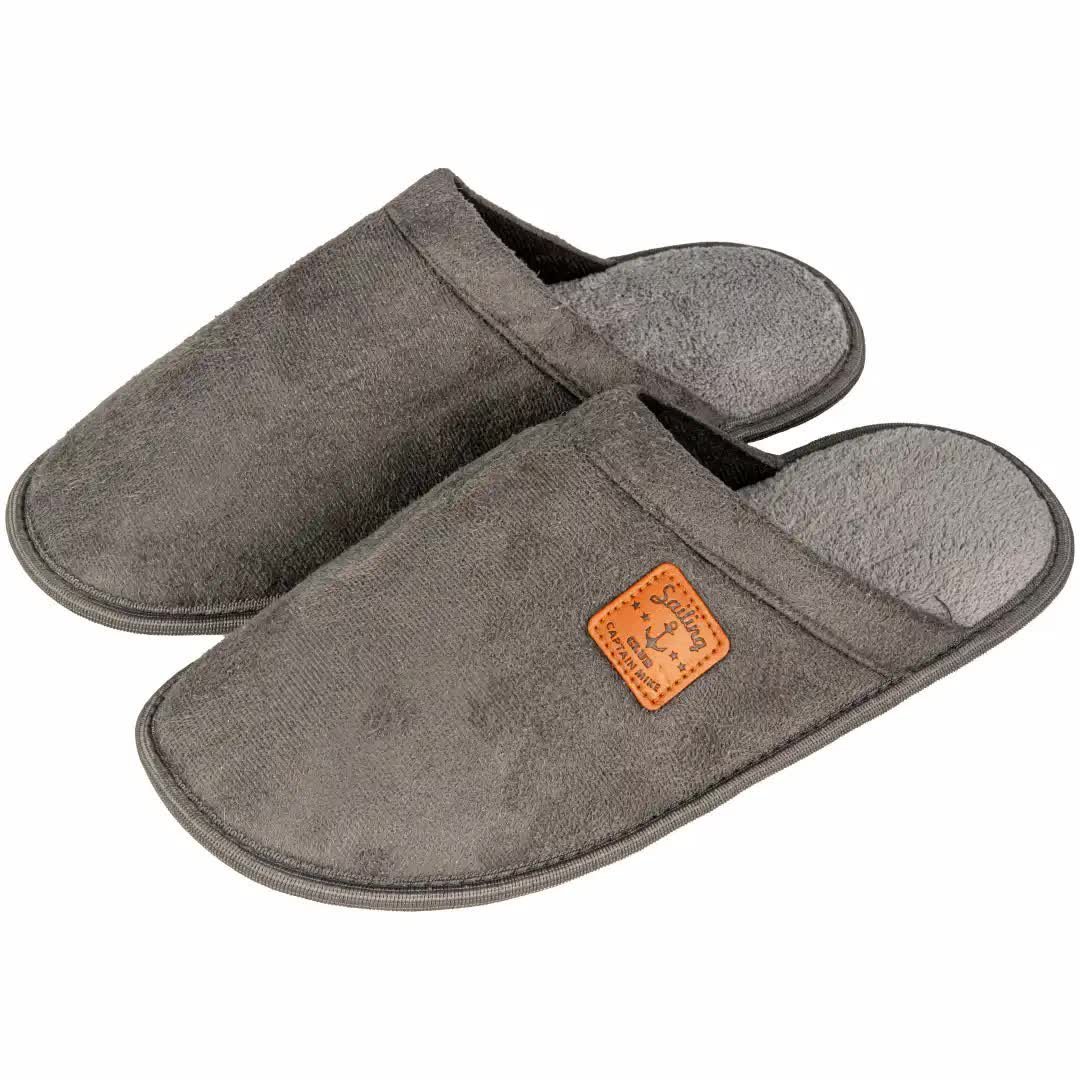 Męskie kapcie laczki pantofle szare z naszywką SAILING Captain Mike 41