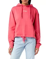 Swetry damskie - Wrangler Damski sweter z kapturem Drawcord Hoodie, różowy (Hot Pink), S - miniaturka - grafika 1
