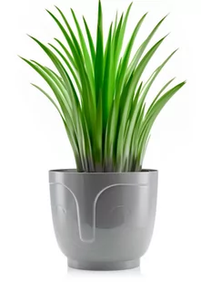 Osłonka na kwiaty rośliny DONICZKA ozdobna twarz głowa SZARA na parapet eko - Donice - miniaturka - grafika 1