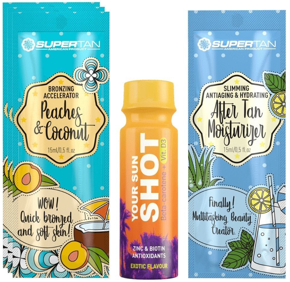 Supertan Peaches & Coconut 3x 15ml Bronzer Z Przyspieszaczem + Gratisy