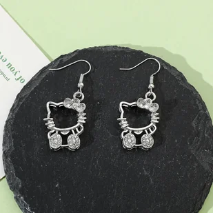 Kolczyki Hello Kitty srebrne prezent Y2K - Kolczyki - miniaturka - grafika 1