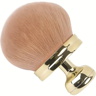 TEMU Duży Puszysty Pędzel do Makijażu na Róż, Podkład i Puder - Miękkie Włosie z Nylonu, Uchwyt w Kolorze Różowego Złota, Łatwa Aplikacja Pudru dla - Pędzle do makijażu - miniaturka - grafika 1