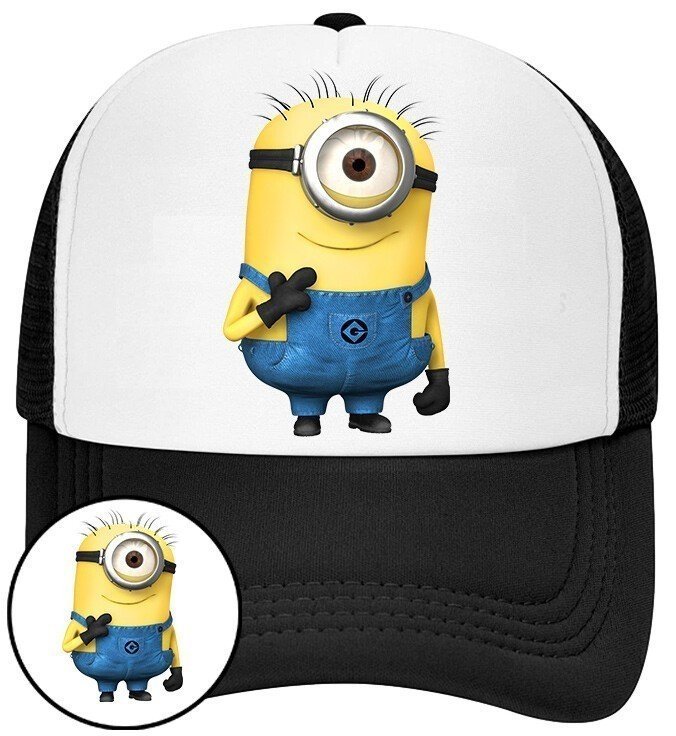 Czapka z Daszkiem Minionki Czarna z Nadrukiem Na Lato Siatka Bejsbolówka