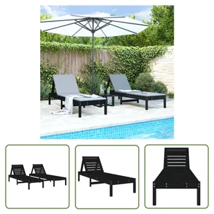 The Living Store Leżaki - 2 szt. - czarne - 199 -5x60x74 cm - drewno sosnowe - Leżak - Leżaki ogrodowe The Living Store Leżaki - 2 szt. - czarne - 199 -5x60x74 cm - drewno sosnowe - Leżak - Leżaki ogrodowe - miniaturka - grafika 1