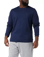 Bluzy męskie - BOSS Męska bluza Salbo Curved z bawełny Interlock z okrągłym wycięciem pod szyją i wygiętym logo, Navy410, M - miniaturka - grafika 1