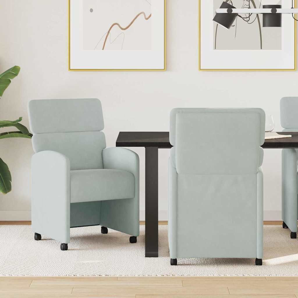 vidaXL vidaXL Krzesełka jadalne na kółkach 2 pcs Jasnoszary 58 x 65 x 98 cm