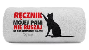 pat15.net Duży Ręcznik mojej Pani - nie ruszaj z kotem 140x70 749 - Ręczniki - miniaturka - grafika 1