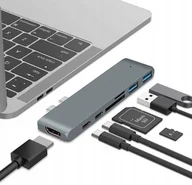 Stacje dokujące i replikatory portów - HUB 7W1 DO APPLE MACBOOK PRO / AIR RETINA SPACE GRAY - miniaturka - grafika 1