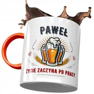 Kubki - Kubek Pomarańczowy Dla Pawła Kolegi Męża Prezent z Nadrukiem ze Zdjęciem + Opakowanie na prezent (wzór 02) - miniaturka - grafika 1