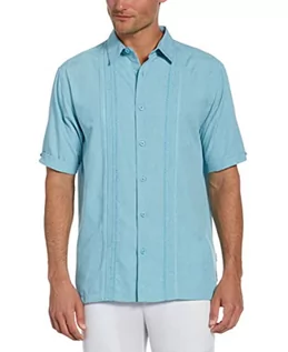 Koszule męskie - Cubavera Męska koszula z krótkim rękawem Chambray Pintuck Geometryczna koszula z krótkim rękawem, Niebieski Delphinium, S - grafika 1