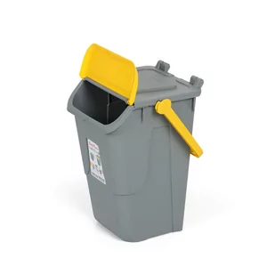 Plastikowy kosz do segregacji odpadów EKOLOGIA II, szaro-żółty - Kosze na śmieci - miniaturka - grafika 2