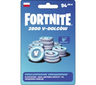 Doładowanie Fortnite 2800 V-dolców Obecnie dostępne tylko w sklepach stacjonarnych RTV EURO AGD - Startery i doładowania - miniaturka - grafika 1