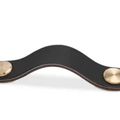 Zawiasy, okucia i inne akcesoria - Uchwyt meblowy skórzany, gałka do szafki, gałka do szuflady ze skóry, uchwyt meblowy vintage do szafek, komody, kuchni (czarny, 96 mm) - miniaturka - grafika 1