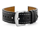 Paski - Pasek skórzany do zegarka W81 - czarny/biała 22mm - miniaturka - grafika 1
