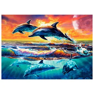 Mozaika diamentowa, haft 30x40 Delfiny Flamingo line - Zabawki kreatywne - miniaturka - grafika 1