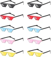 Okulary przeciwsłoneczne - 10 sztuk Thug Life Party Okulary przeciwsłoneczne Pikselowana mozaika Okulary Czarne dla Unisex Dorośli DzieciMulticolor Mix czarny - miniaturka - grafika 1
