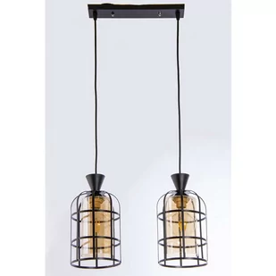 VEN Wisząca LAMPA loftowa VEN W-5007/2 BK industrialna OPRAWA metalowa ZWIS druciany czarny miodowy - Lampy sufitowe - miniaturka - grafika 1