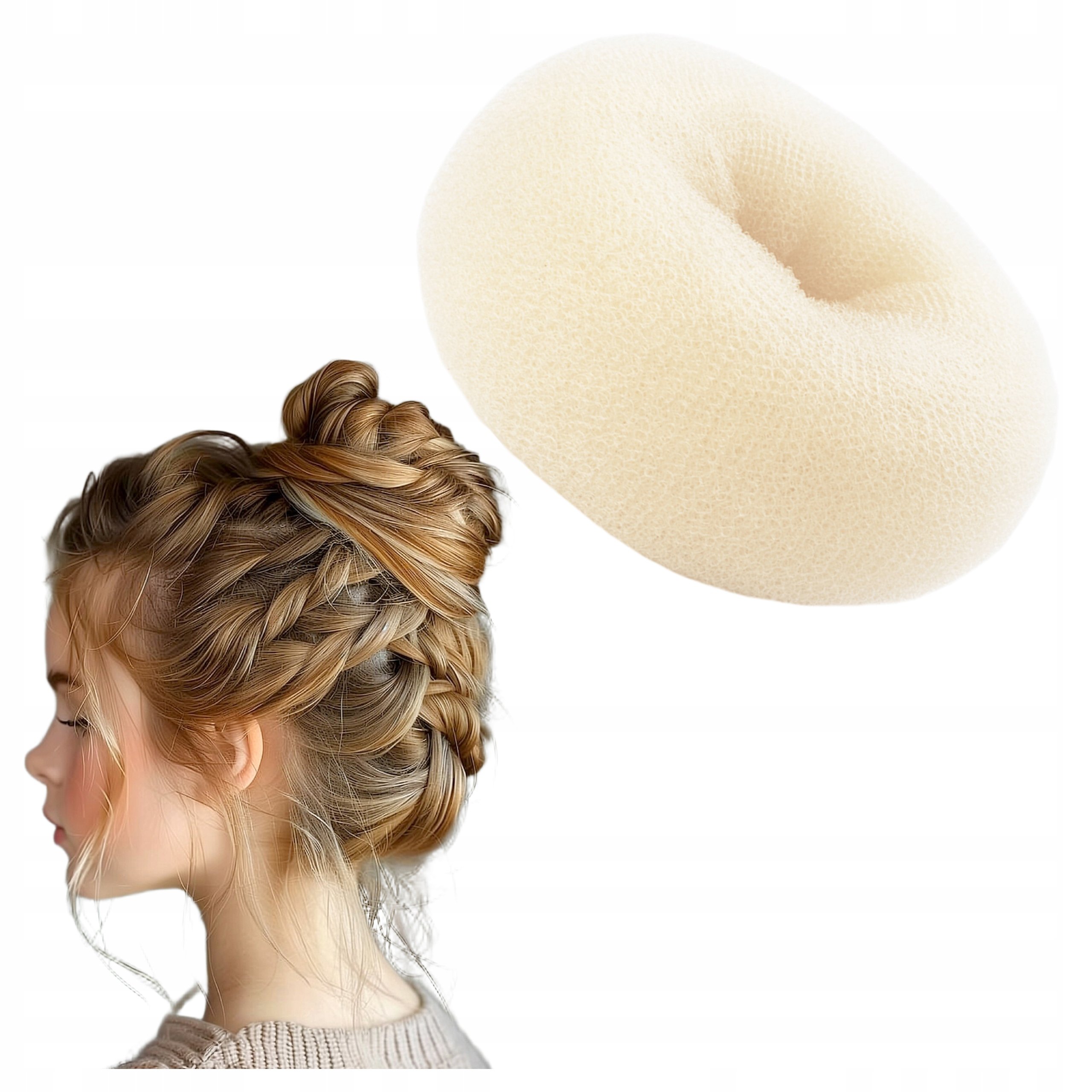 Wypełniacz do włosów koka kucyka donut okrągły Blond Dodatkowa Objętość