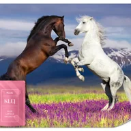 Fototapety - FOTOTAPETA ŚCIENNA KONIE LAWENDOWE POLE KWIATY ABSTRAKCJA NATURA 3D 100x70 - miniaturka - grafika 1