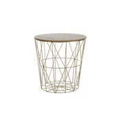 Ławy i stoliki kawowe - Beliani Stolik złoty/jasne drewno LANARK - miniaturka - grafika 1