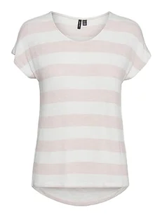 VERO MODA Vmwide Stripe S/L Ga JRS Noos Top damski, Sepia Rose/Stripes:snow White, L - Koszulki i topy damskie - miniaturka - grafika 1