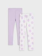 Spodnie i spodenki dla dziewczynek - Sinsay - Legginsy 2 pack - fioletowy - miniaturka - grafika 1