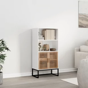 vidaXL Wysoka szafka, biała, 60x35x125 cm, materiał drewnopochodny - Szafki do salonu - miniaturka - grafika 1