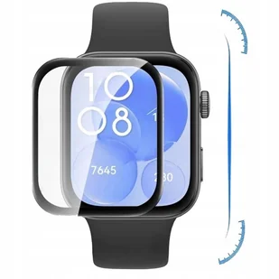 Bizon Szkło hybrydowe Glass Watch Edge Hybrid dla Huawei Watch Fit 3, czarne - Akcesoria do smartwatchy - miniaturka - grafika 1
