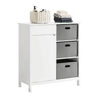 Szafki łazienkowe - SoBuy Szafka Łazienkowa Stół Kredens Kosz na Pranie 3 Kosze BZR77-W - miniaturka - grafika 1