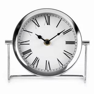 KOOPMAN INTERNATIONAL Zegar stołowy okrągły śr. 16 cm srebrny - Zegary - miniaturka - grafika 1