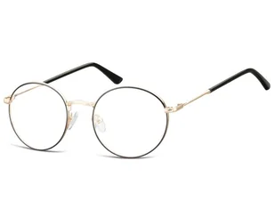 Lenonki okrągłe Okulary oprawki optyczne 919A złoto-czarne - Okulary korekcyjne, oprawki, szkła - miniaturka - grafika 1