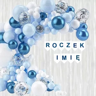 Ścianka Girlanda Balonowa napis Roczek + Imię - Baby shower i roczek - miniaturka - grafika 1