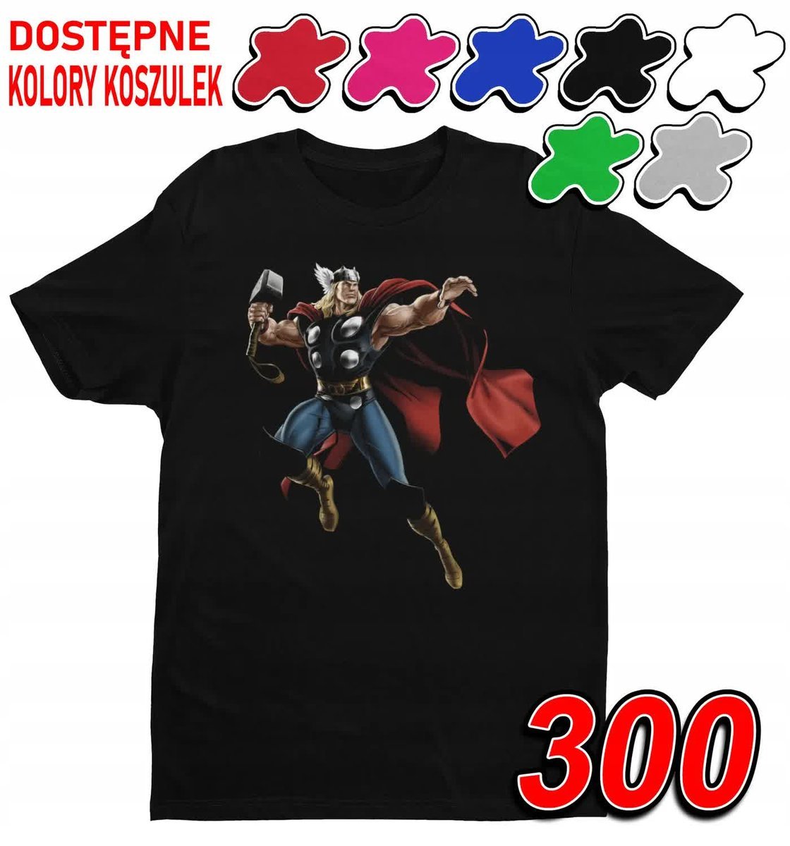 Dziecięca Koszulka T-Shirt Z Nadrukiem Avengers Thor Młot- L 146-152