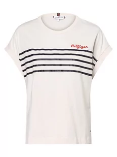 Tommy Hilfiger - T-shirt damski, beżowy|biały|wielokolorowy - Koszulki i topy damskie - miniaturka - grafika 1