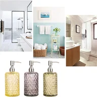 Mydelniczki i dozowniki mydła - Dozownik mydła szklany z dyszą ze stali nierdzewnej, odpowiedni do łazienek, toalet lub kuchni (zielony) - miniaturka - grafika 1