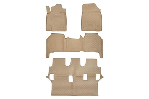 Element Dokładnie dopasowane dywaniki gumowe premium 3D pasujące do Toyota Land Cruiser 200 11/2007 5-częściowy (beżowe)