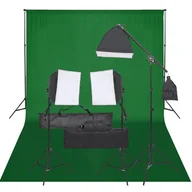Lampy studyjne - vidaXL Fotograficzny zestaw studyjny z lampami i tłem - miniaturka - grafika 1