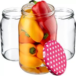 Słoiki Simo 900ml 24 szt. 82mm + wieczka "Różowy Groszek" - Pojemniki kuchenne - miniaturka - grafika 1