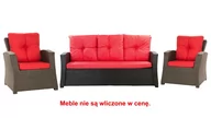 Poduszki ogrodowe - Komplet Poduszek Ogrodowych Na Meble Z Rattanu; Zestaw 5- Osobowy: Kanapa+ Fotele (2Szt.)/ Wodoodporne Pikowane Poduszki Ogrodowe, Kolor Czerwony - miniaturka - grafika 1