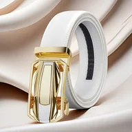 Paski - TEMU 1 szt. Męski biały pasek z automatyczną klamrą, modny pas biznesowy, casualowy pasek na ślub, oficjalny pasek – idealny prezent dla męża i ojca - miniaturka - grafika 1